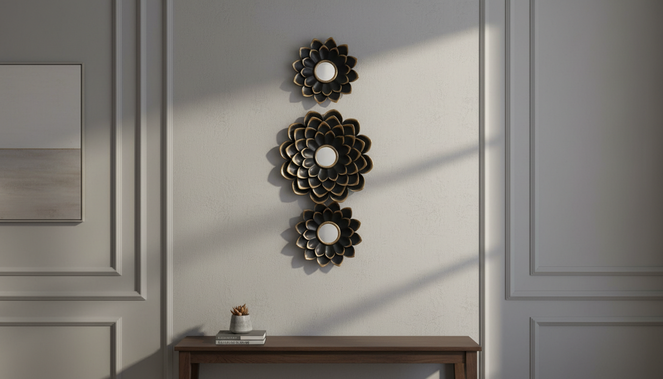 Espejo decoración en forma de flor (3 unidades)